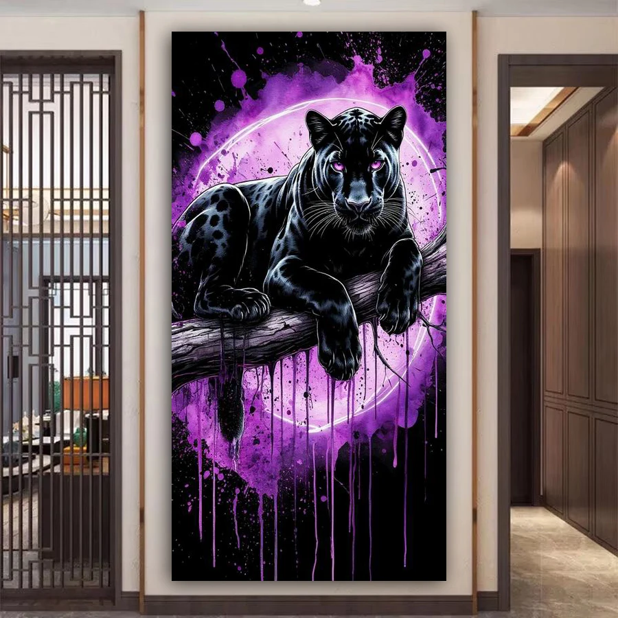 

Black Panther Rose Large Size Diy Diamond Art Painting New Collection Animals Full Drill Mosaic Embroidery Picture Wall Decor