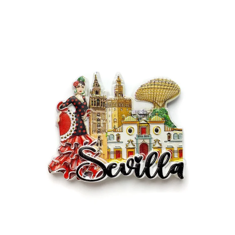

Seville, SpaininsFeng Home Decorations Three-dimensional Painted World Travel Souvenirs Refrigerator Magnetic Stickers