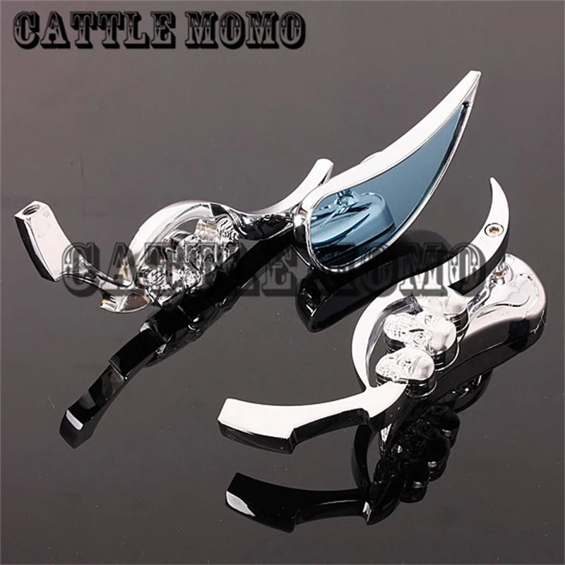 chrome skull Modified Motorcycle Rearview Mirrors For Honda Magna 250/750 steed 400 600 shadow 400/750 VTX1300/1800