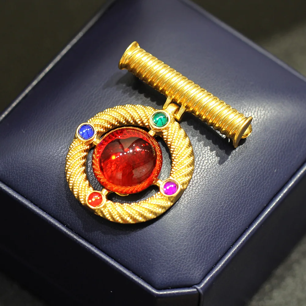 Remake Colored Treasure Brooch, Colored Gemstone Pearl Brooch, Wedding Badge Jewelry