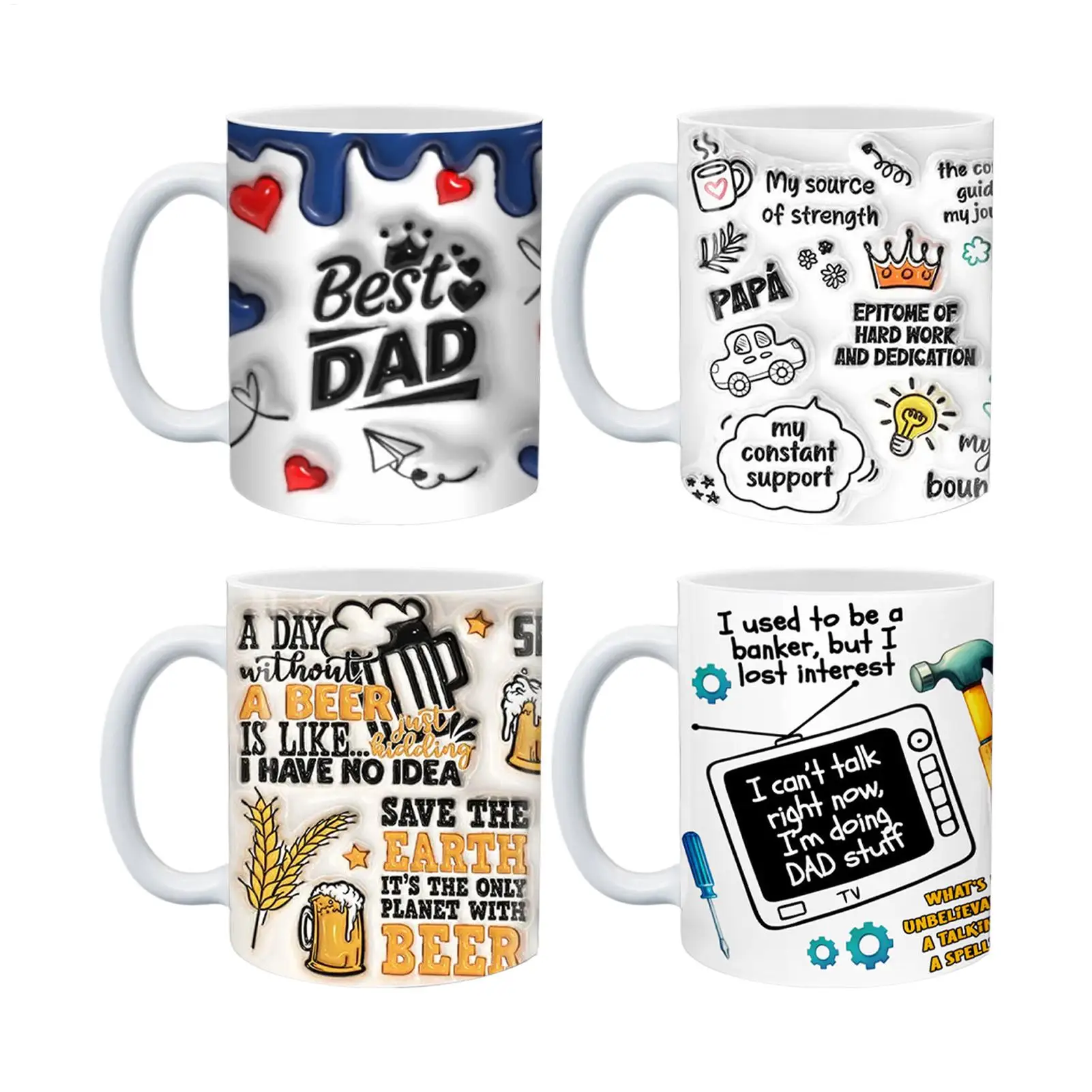 

Забавная кружка для папы, 3D керамическая кружка для кофе на день отца, украшение дома для пива, виски, полка, стол, семейная вечеринка, пикник, кемпинг
