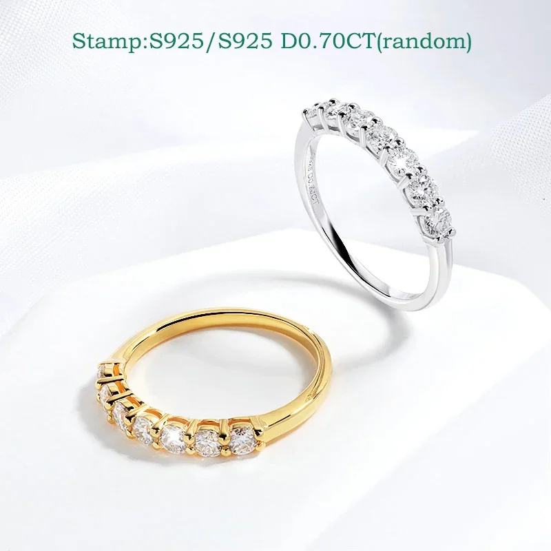 NASIA18k Plated 3MM 7 Stones Moissanite Rings for Women Classic Match Diamond Wedding Bands S925 Sterling Silver Jewelry 2026