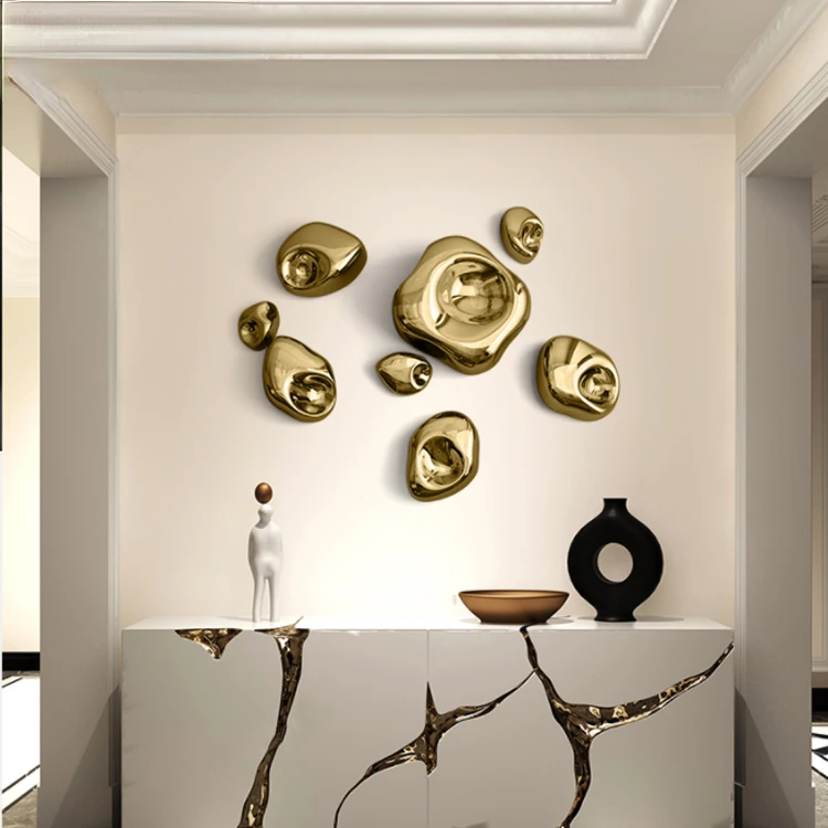 Modern creative stainless steel ball wall decoration wall hanging hotel lobby living room office decoration