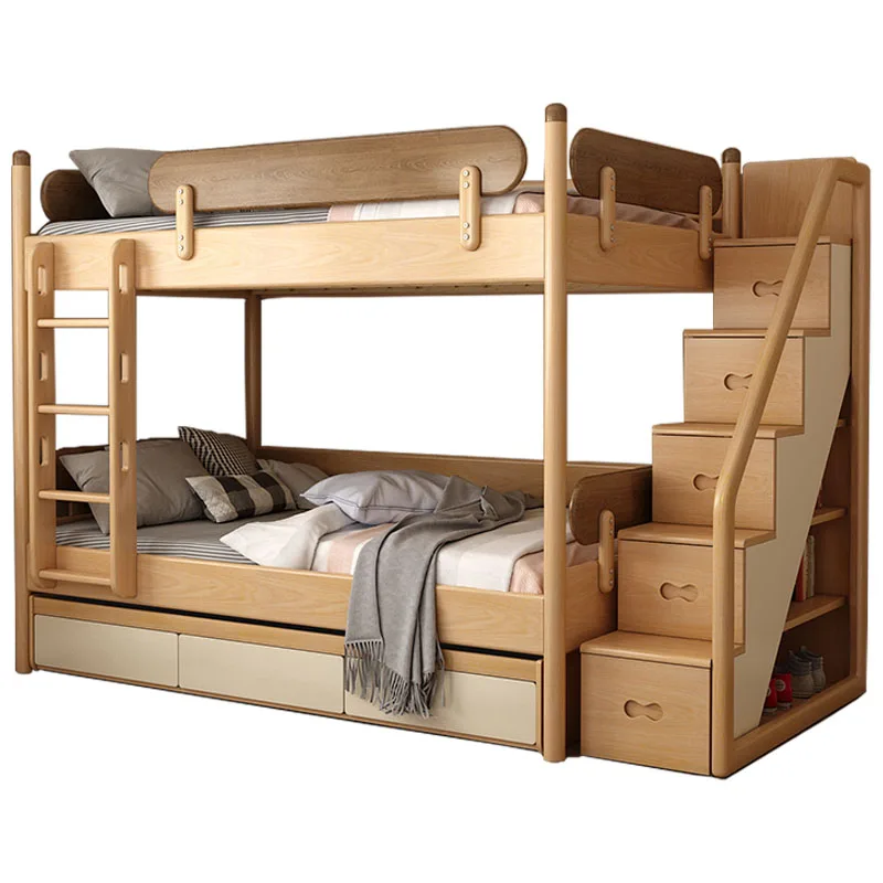 *Modern Wooden Bunk Bed with Storage for Children for Bedroom or School-Factory Direct Furniture