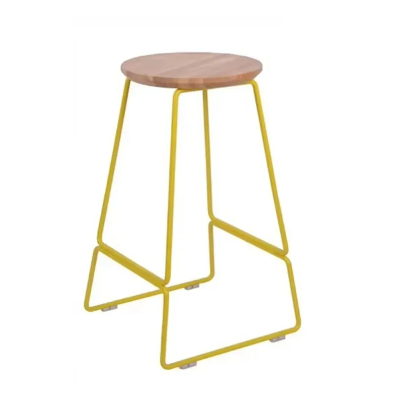 Wooden Strip Chair Stool with Wire Frame Modern Minimalist Dining Chair Home Furniture Seat