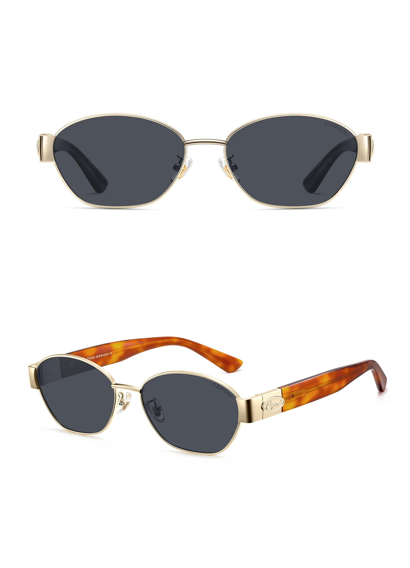CAPONI Polarisierte Damen-Sonnenbrille, modisches Acetat, Outdoor-Vintage-Design, hochwertige Sonnenbrille, UV400, bernsteinfarbener Farbton, CP36002 – Detail 21