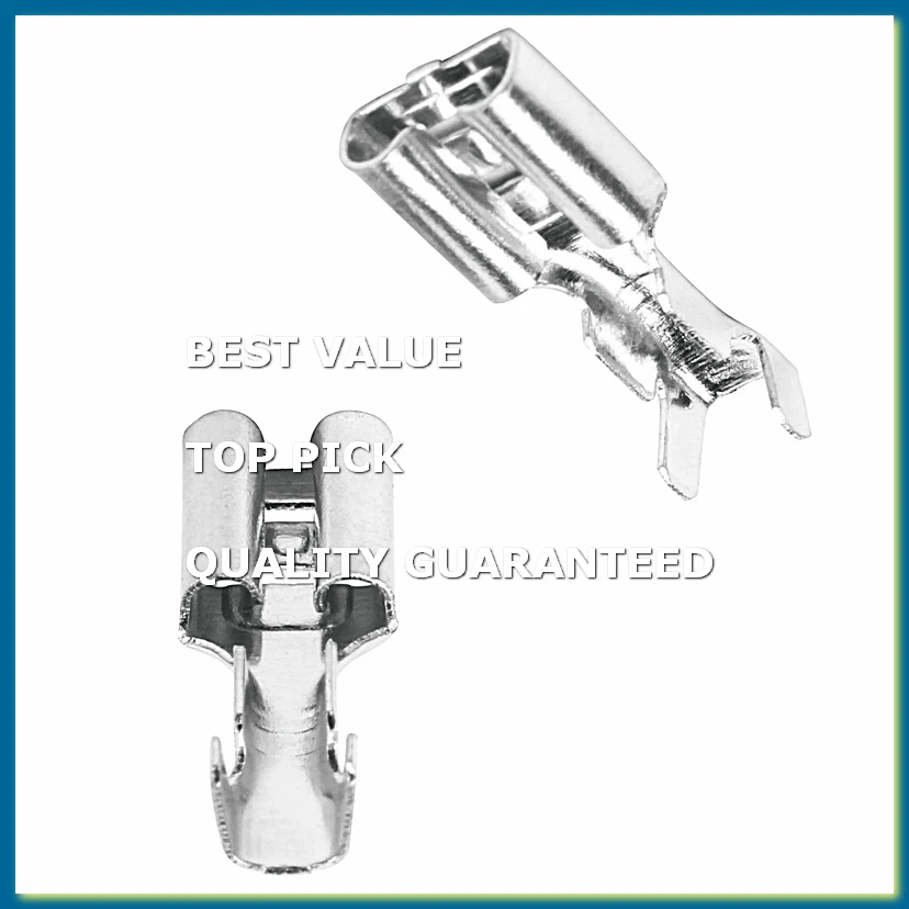 100 x 6.3mm Uninsulated Female Spade Push On Crimp Terminal Non Insulated 2.5mm²