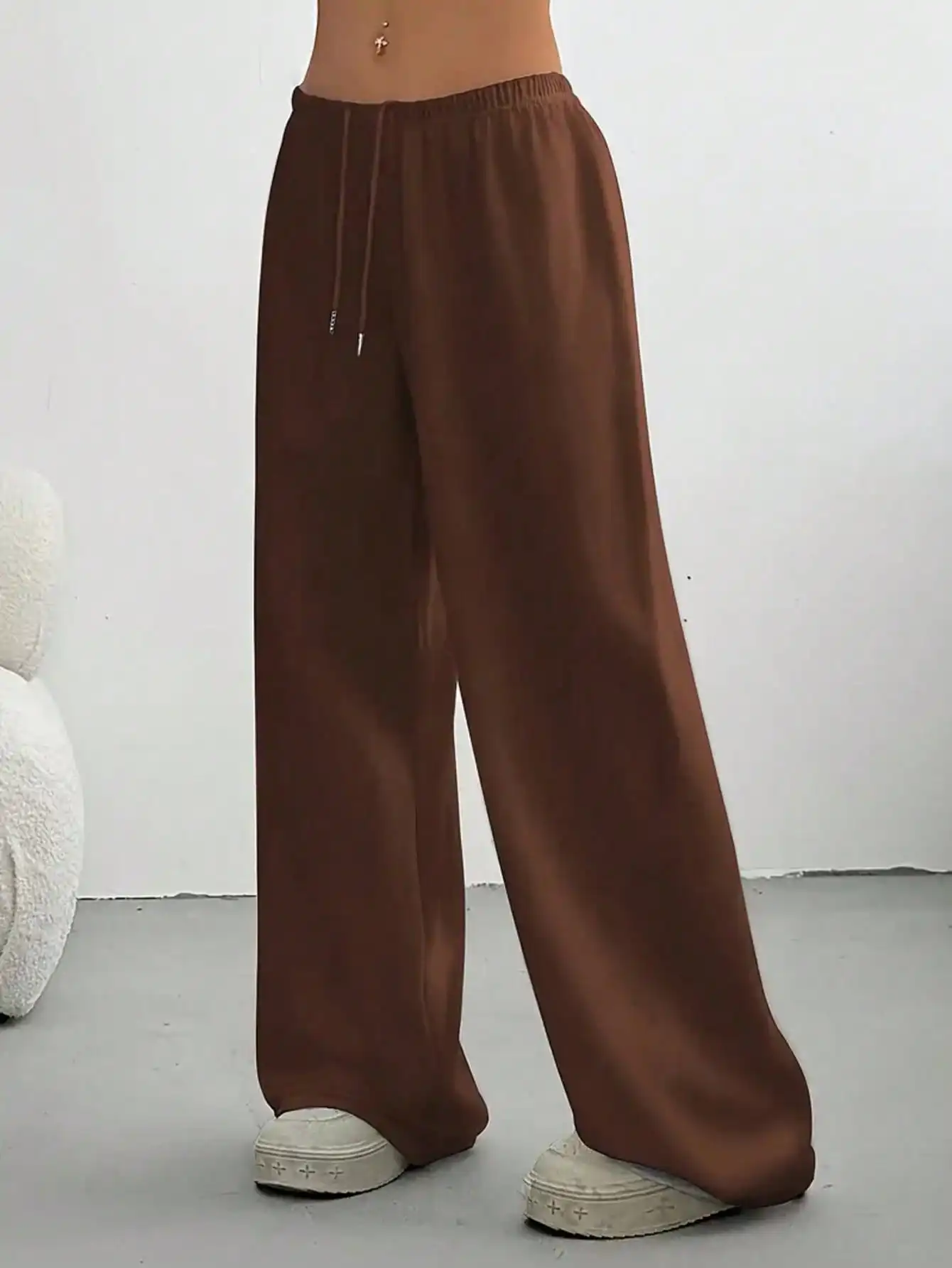 2026 Damen Casual Ganzjahres-Laufhose - Bequeme, lockere, einfarbige Hose mit Kordelzug und elastischem Bund, weites Bein – Detail 25