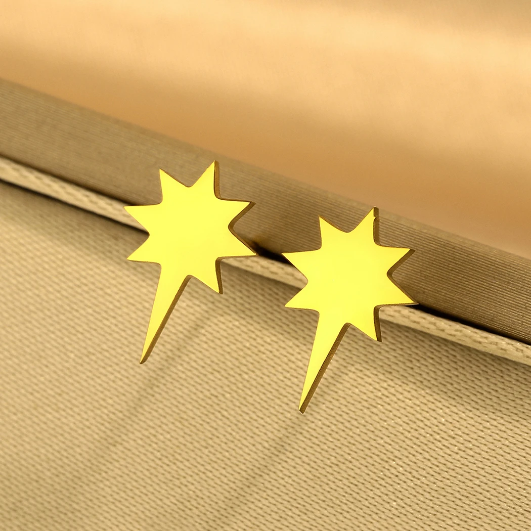 Todorova Tiny North Star Stud Earrings for Women Men Stainless Steel Geometric Jewelry Birthday Christmas Gift