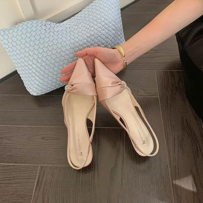 

Satin Pointed Toe High Heeled Sandals Women Summer New Sexy Thin Heels Slingback Shoes Bow Elegant Party Dress Shoes Women Pumps