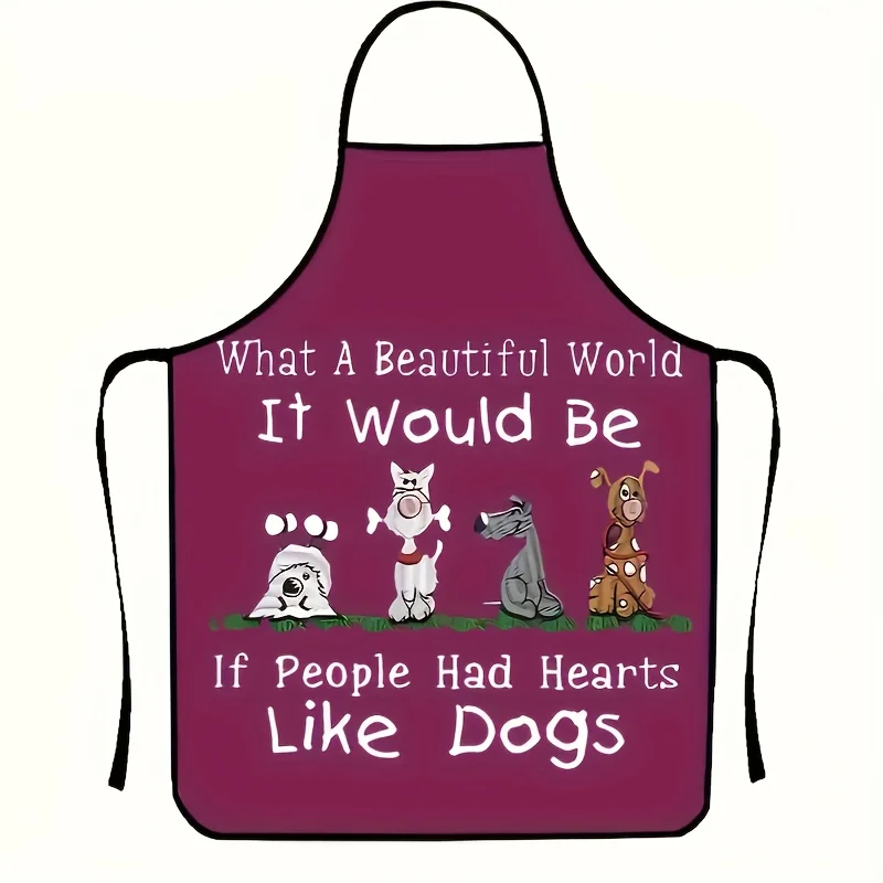 A Cute Purple Apron Featuring a Cartoon Dog Design, Suitable for Cooking And Cleaning in The Kitchen And Dining Area