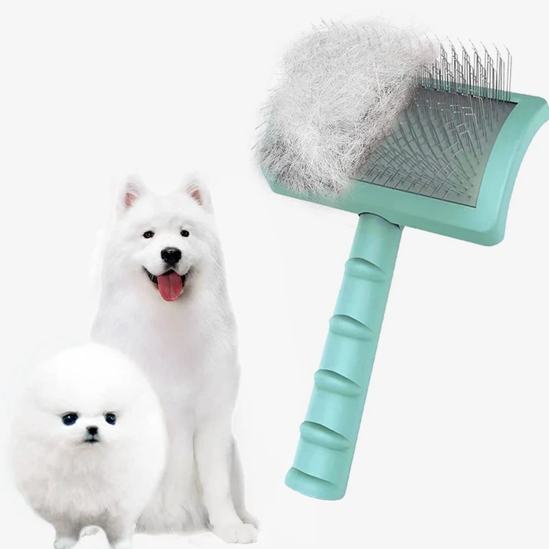 Escova de corte firme para cães-escova de corte extra longa para cães grandes, escova de fio para preparação de animais de estimação e deshedding (verde)-a51m