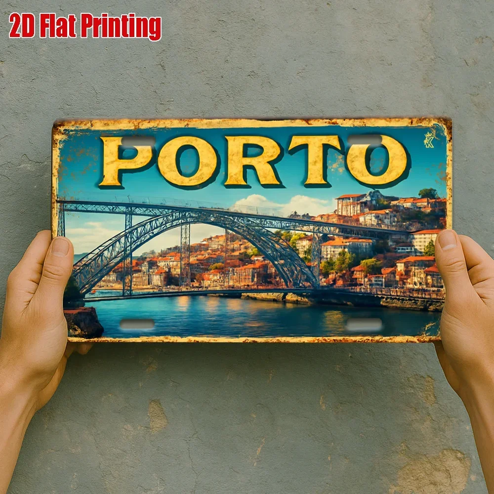 2D Flat,1pc, Metal Plaque Charm of The Douro River,Vintage Aluminum Sign Suitable for Wine Bars, European Bistros