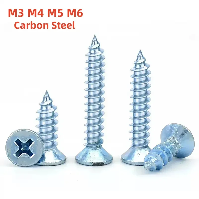 

M3 M4 M5 M6 Hardened Blue Zinc Plated Cross Flat Head Self Tapping Screws Countersunk Head Tapping Bolts