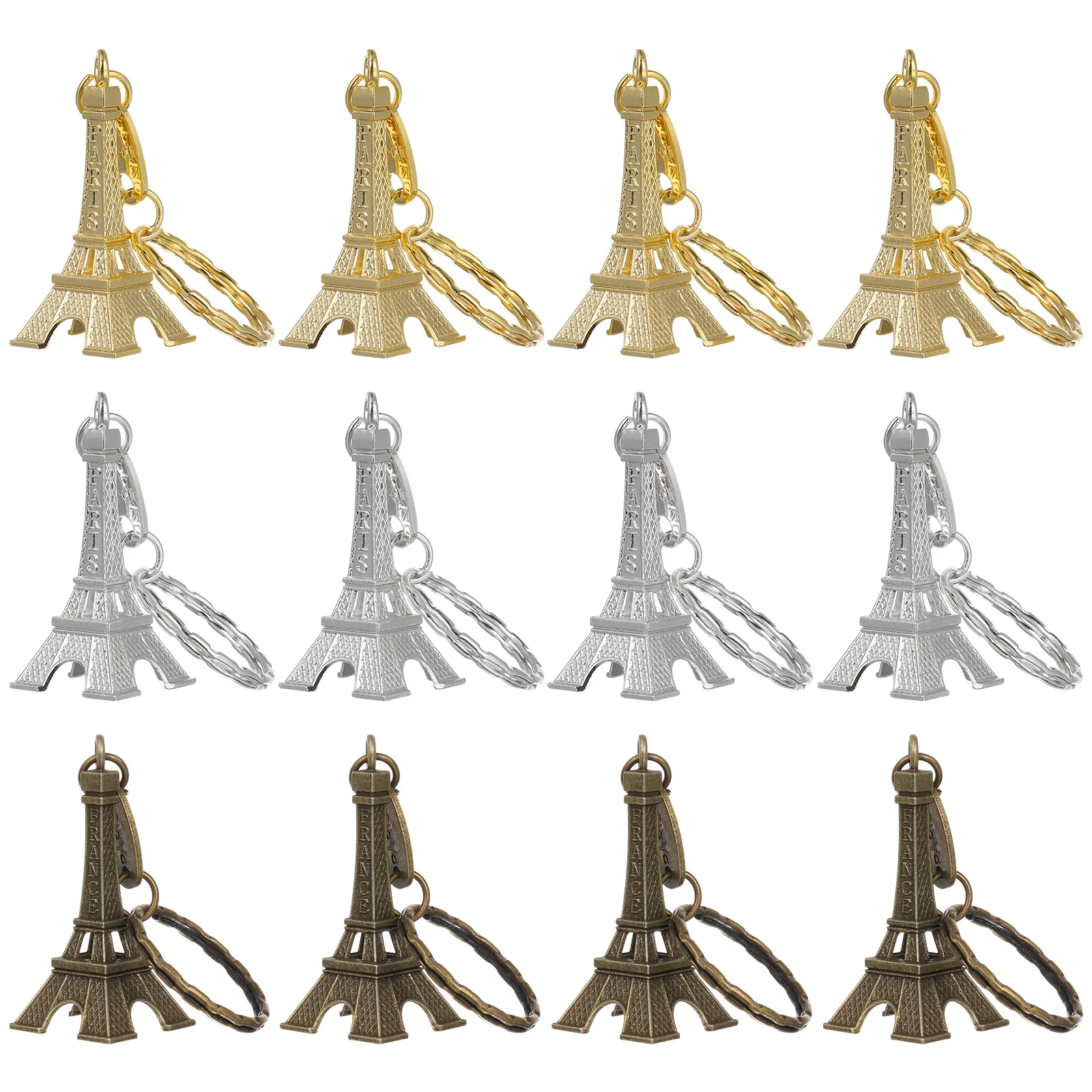 12pcs Eiffel Tower Key Chain Parisian Gifts Eiffel Tower Keychain French Souvenir Decor Girl Ladies For Party Bride Wedding