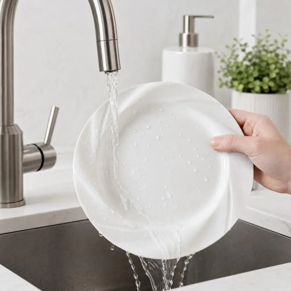 Plastic Fruit Plate Easy to Clean Plate Round Small Serving Plate with Clock Pattern Decorative Appetizer Dish Candy for Veggie