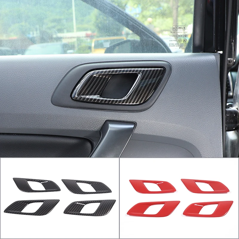 

ABS Carbon Fiber Inner Door Handle Frame Decoration Cover Trim Car Stickers For Ford Ranger 2015-2021 Auto Interior Accessories