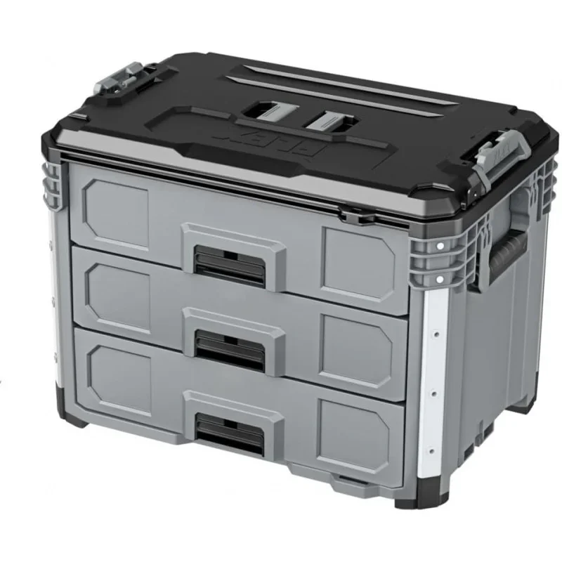 STACK PACK Storage System 3-Drawer Tool Box - FS1105, Grey/Black