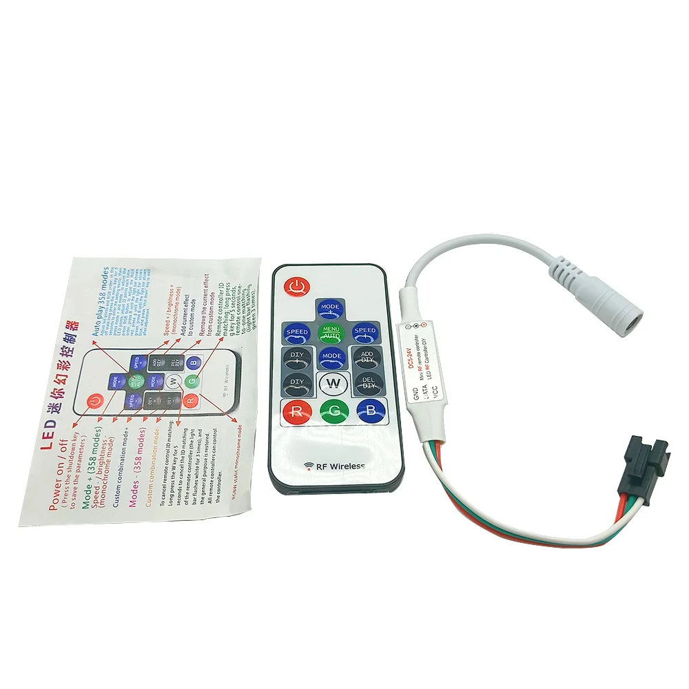 14-Key Rf Afstandsbediening 14-Key Rgb Draadloze Afstandsbediening Mini Rf Led Controller Dc 5V-24V WS2812 WS2811