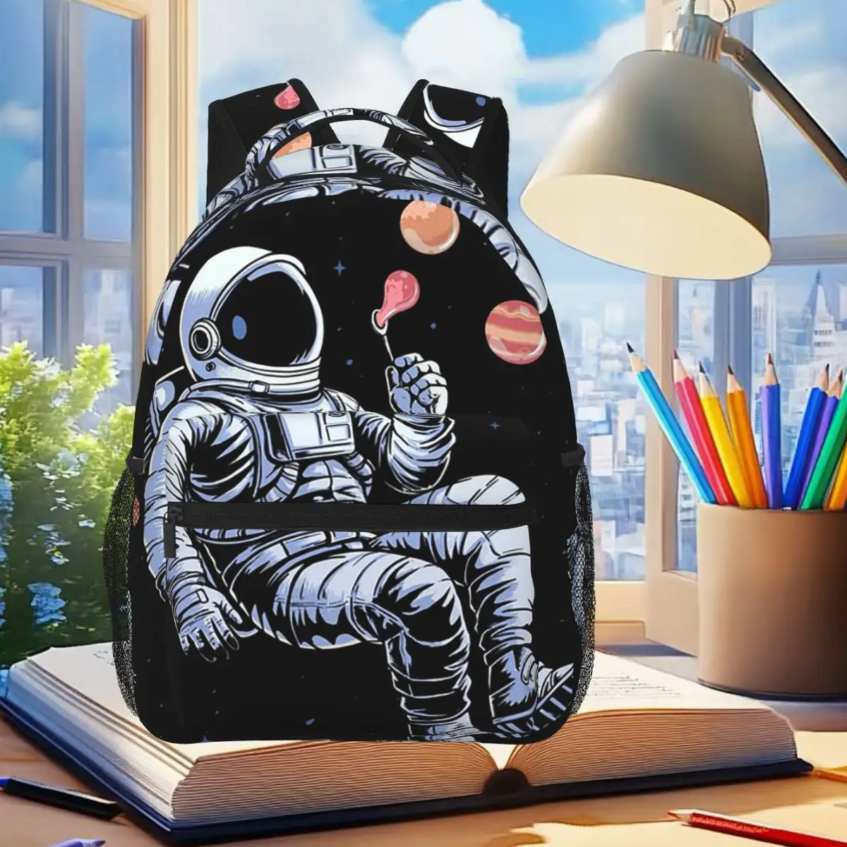 Cartoon Galaxy Astronaut Planet Rocket Backpack Student Boys Girls BookBag Kids School Bag Laptop Shoulder Bags for Men Women