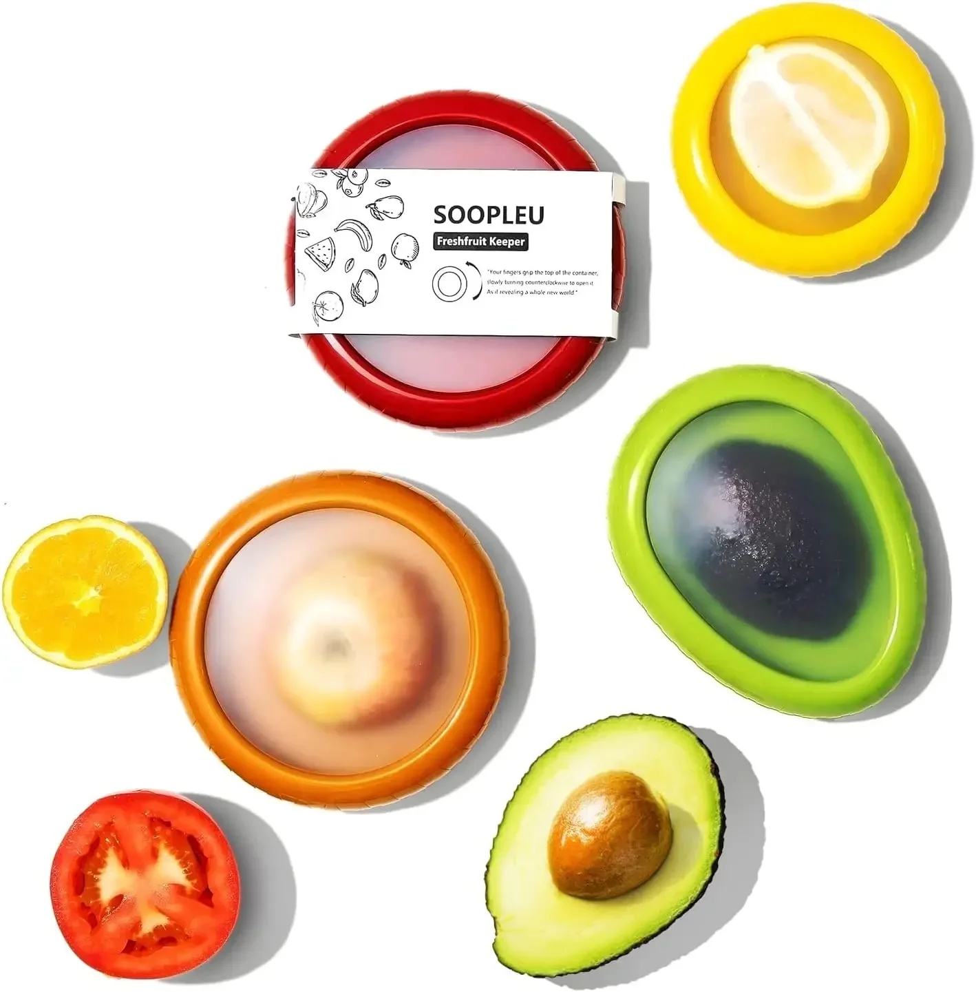 Contenedores Reutilizables para Guardar Aguacates y Tomates - Juego de 4 Recipientes para Refrigerador - Ideal para Ajo, Cebollas, Limones y Patatas