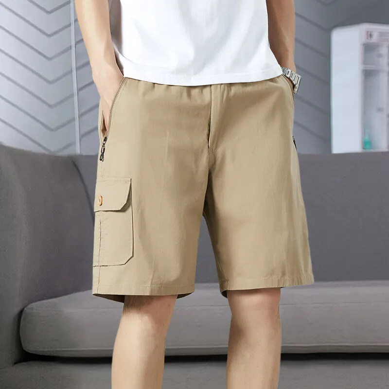 Men's Drawstring Cargo Shorts Casual Elastic Waist  Shorts Relaxed Fit Jogger Shorts Big Size Loose Bermuda Shorts