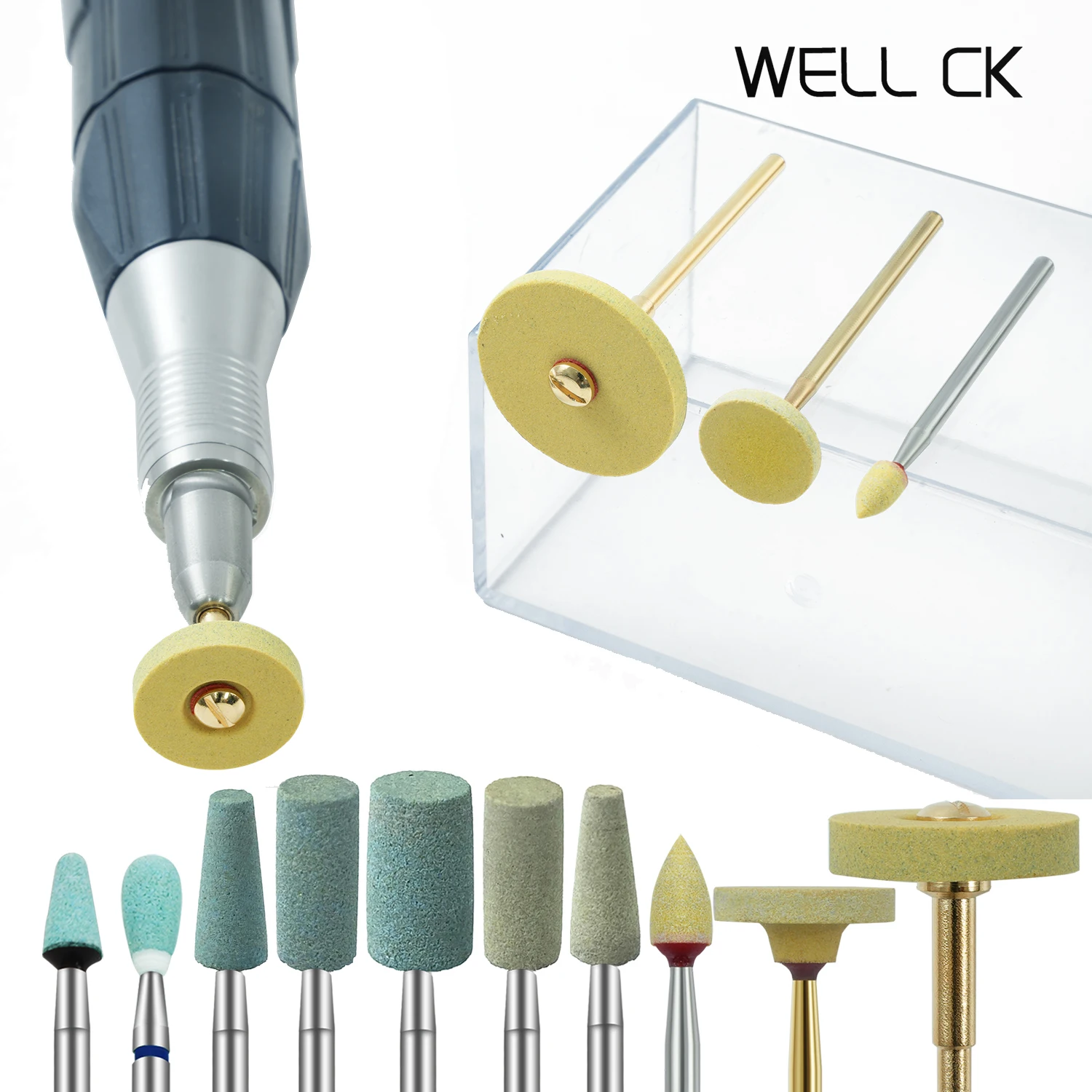 WELL CK Polisher Buff Ceramic Diamond Grinding Head Stone Grinder Zirconia Ceramics Crowns HP Shank