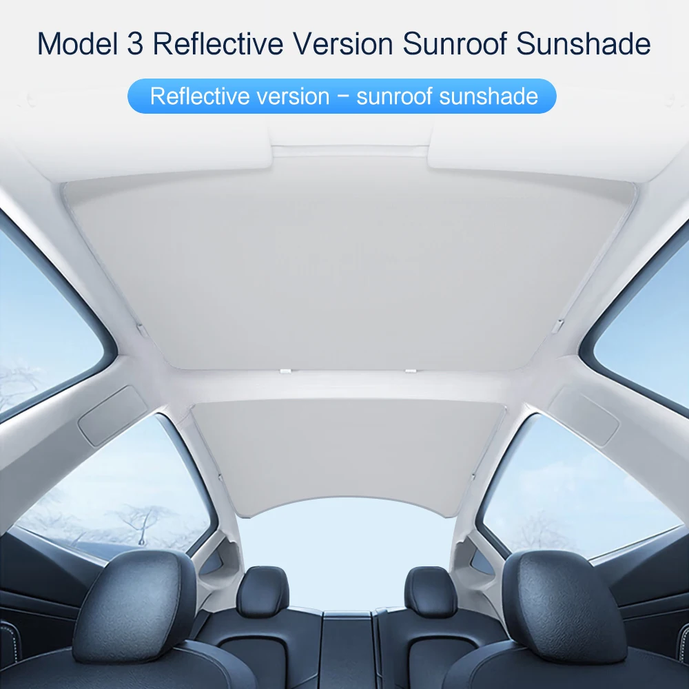 AJIUYU Sunshade For Tesla Model 3 / Y Sunroof Sun Shade 2021-2024 New Anti UV cooling Elastic Fabric Buckle Skylight Accessory