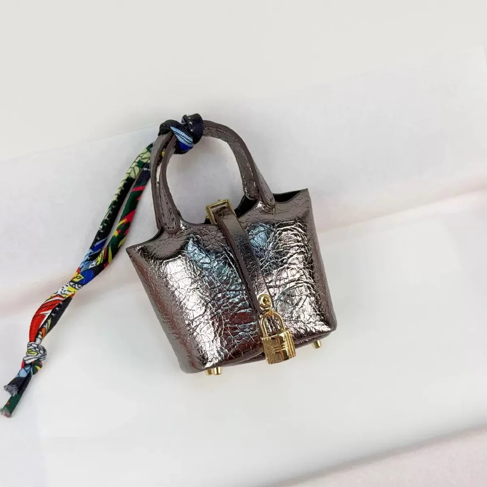 

Милая мини-сумка-ведро, легкий кожаный брелок-подвеска для ключей от машины, чехол для Bluetooth-наушников, маленькая сумочка для хранения