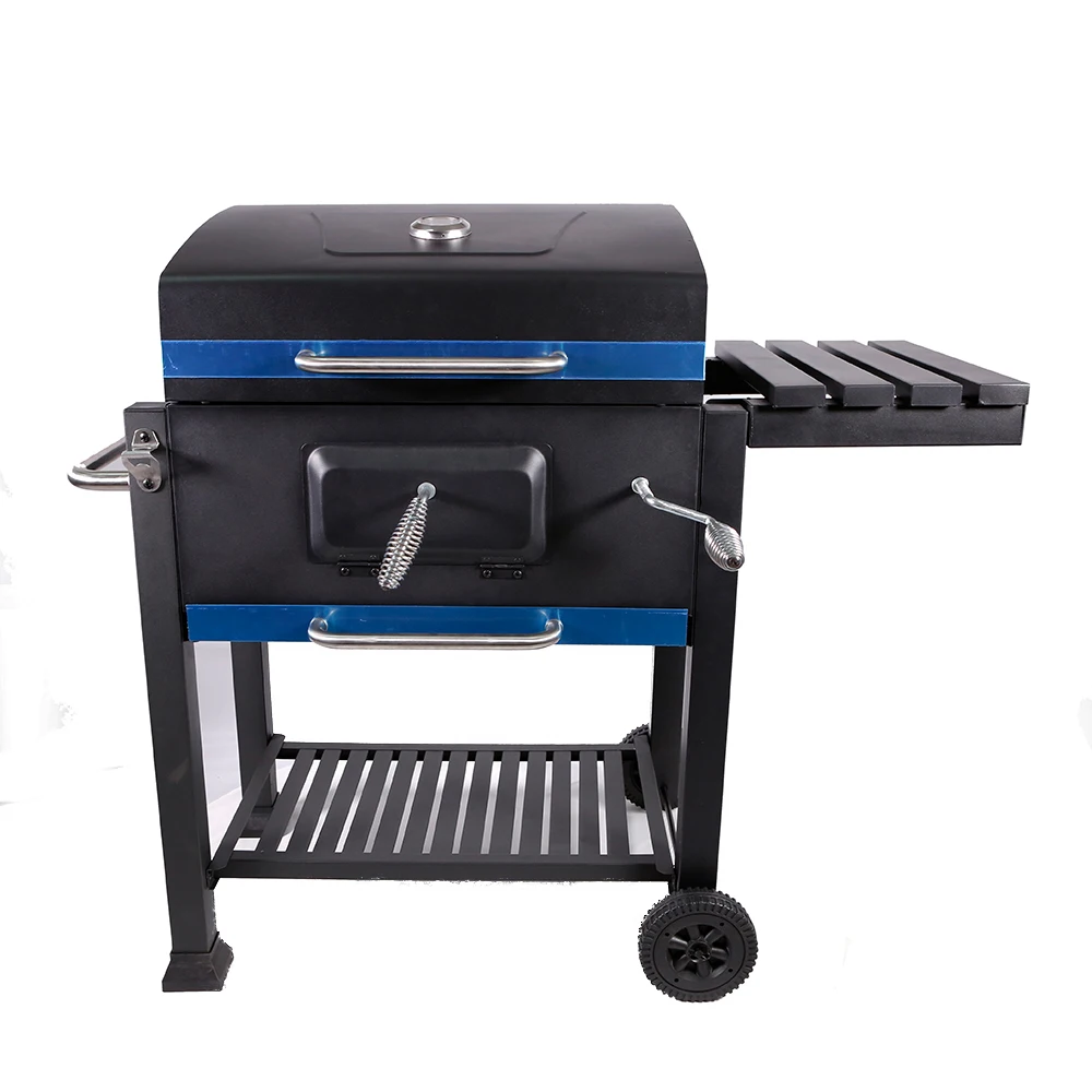 Garden Charcoal Barbecue Grill Smoker Camping Outdoor Kitchen Cart Bbq Grills for Trolley Carbon Steel Large Backyard Party