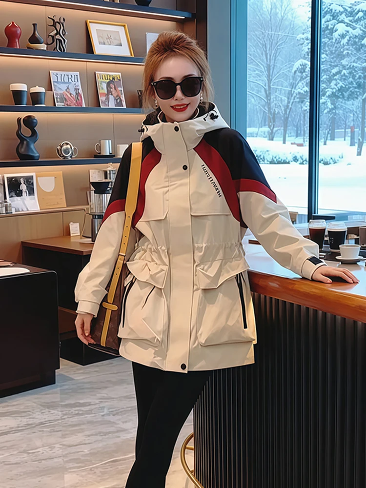 

Утепленная хлопковая парка для женщин: зимняя рабочая одежда, длинная куртка с капюшоном, прочная, для повседневной носки, в корейском стиле, свободного кроя