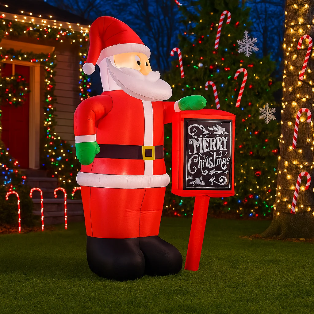 1.8 متر/5.9FT نفخ سانتا كلوز مع عيد ميلاد سعيد تسجيل أضواء LED ديكور المنزل اللعب ساحة عيد الميلاد عطلة الإضاءة في الهواء الطلق ديكور