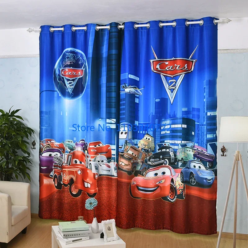 Anime Blue Lightning McQueen Cars Window Curtain 184x215cm 3D Print Blackout Curtains Living Room Bedroom Child Kids Gift