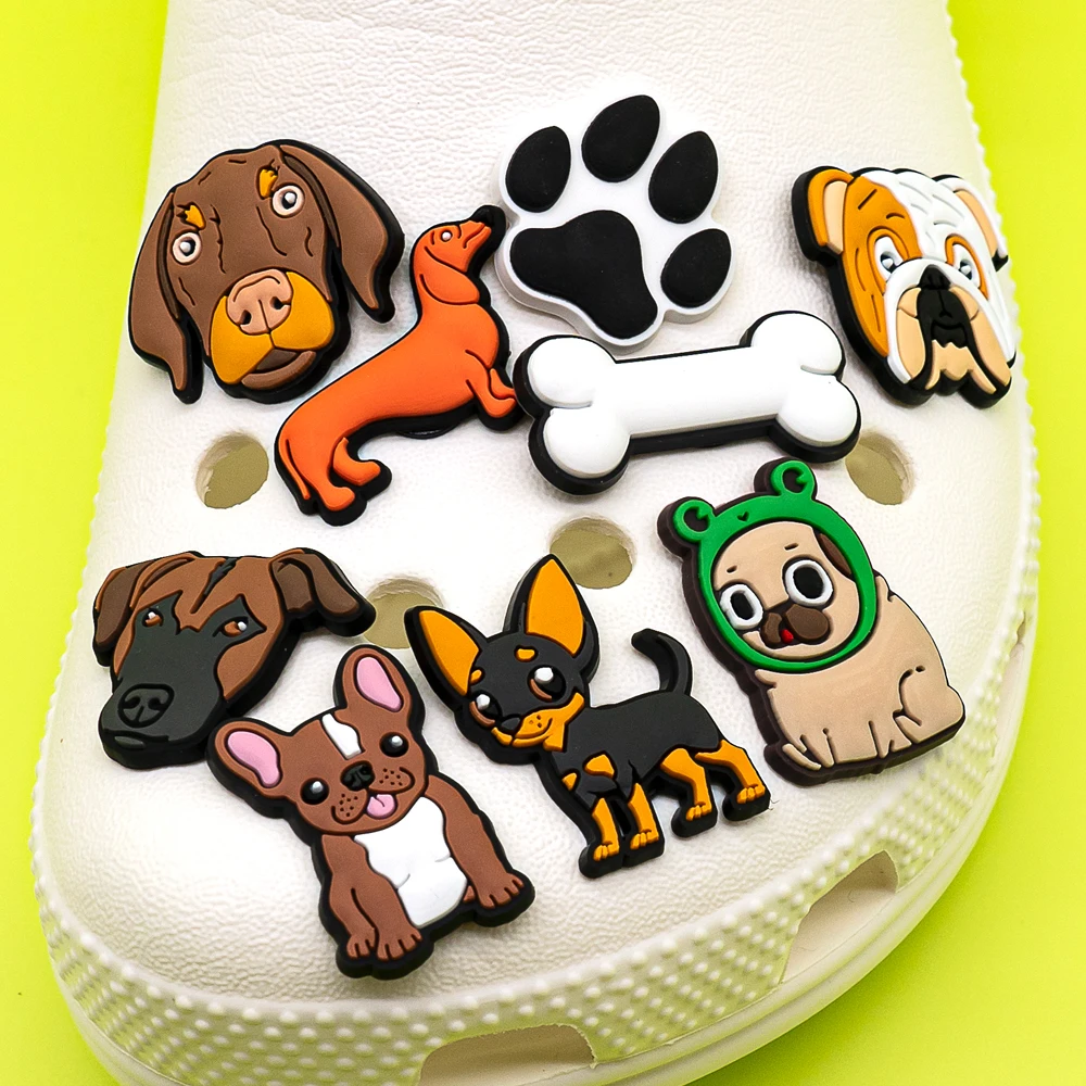 1 Stück PVC Hund Dackel Corgi Pfote Schuh Charms Schuh Dekorationen Zubehör Pins für Frauen Männer Kinder Geschenk, Bulldogge Clog Schnallen