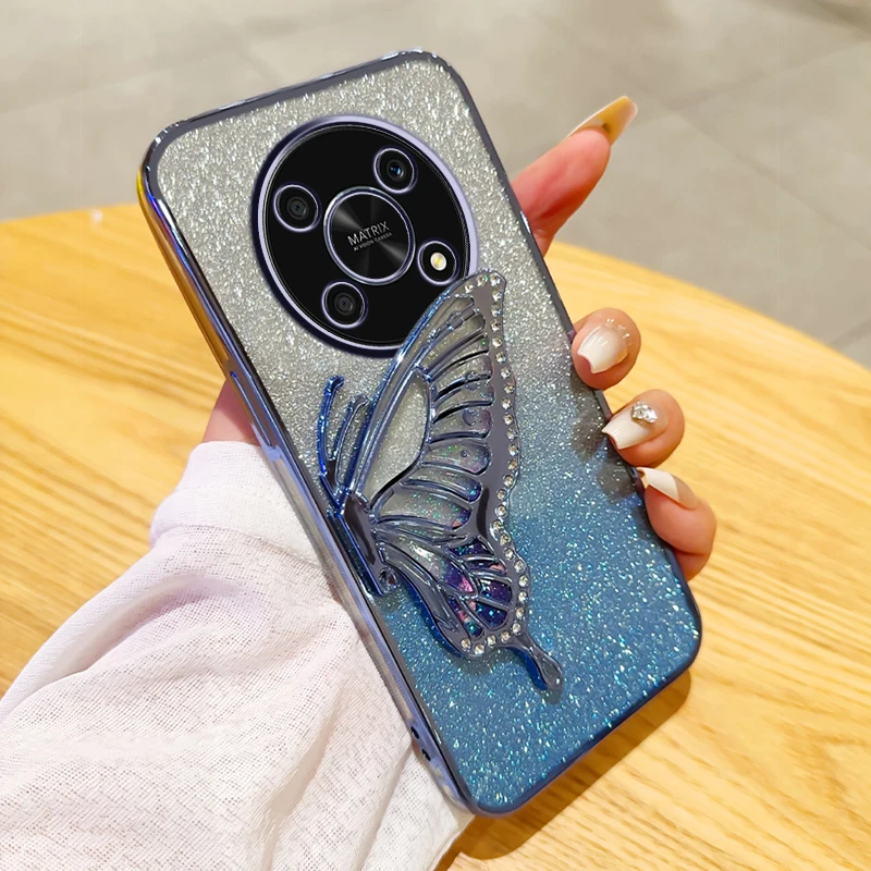 For Honor X30 Honor X9 5G Magic4 Lite Phone Case Honor X30 Case Gradient Butterfly Quicksand Honor Magic4 Lite Back Cover