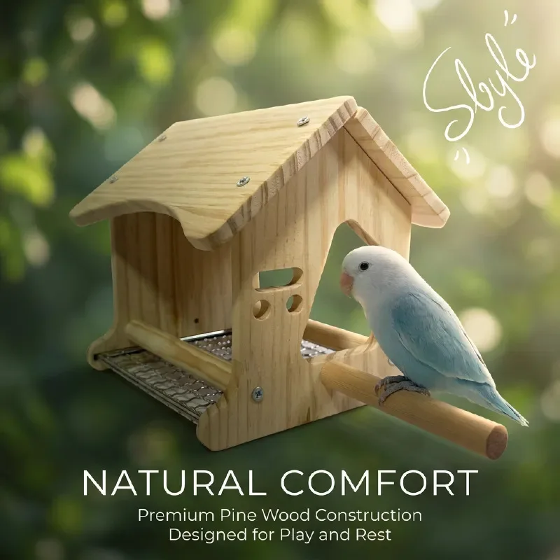 Eco-Friendly Wooden Parrot Cage Multi-Functional Breeding Birdcage with Detachable Washable Base Net , Breathable Bird house