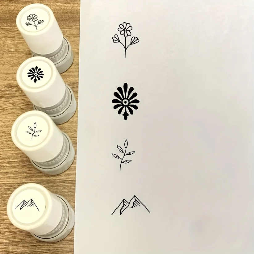 Unique circular seal with creative floral design, featuring leaves, flowers, and peaks. Very suitable for diaries and gift cards