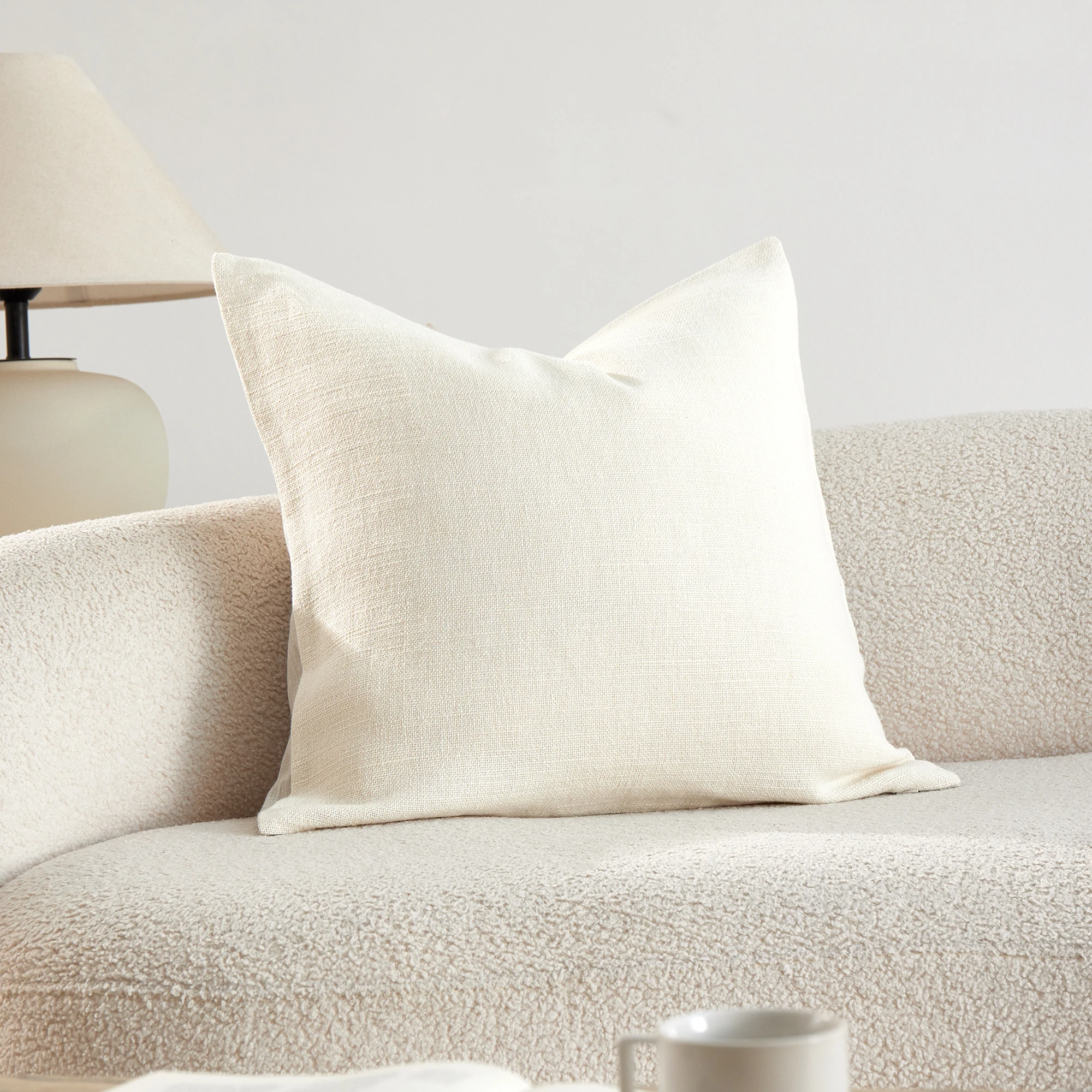 

1pc Solid Color Beige Pillow Covers for Couch, Luxury Home Decor Cushion Covers, Flax Linen Pillowcase for Living Room Bedroom