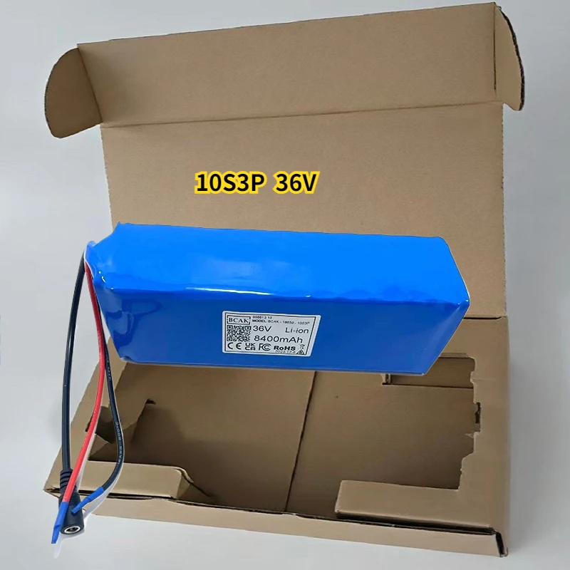 

18650 36V Rechargeable Lithium Battery BCAK 10S3P 8400mAh Pack with BMS+ 42V 2A Charger Universal