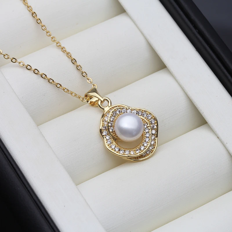 

Trendy White Freshwater Natural Pearl Necklace For Women,925 Sterling Silver Moon Pendant Fine Jewelry Girl Birthday Gift