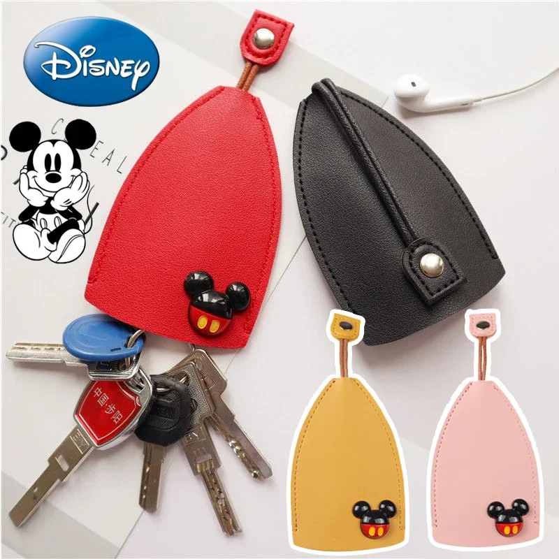 Disney Mickey Mouse cartoon Pull Type Key Bag Fashion PU Leather Key Wallet Universal Car Key Holder Case Leather Keychain Pouch