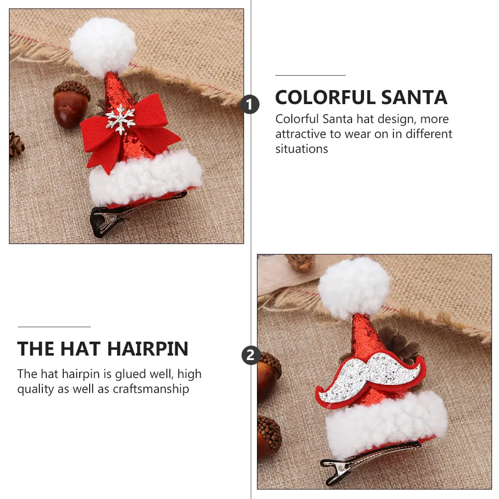 

3pcs Christmas Hair Clips Santa Hat Girls Hairpins Kids Barrettes Flannel Headb Children Accessories Christmas Headdress