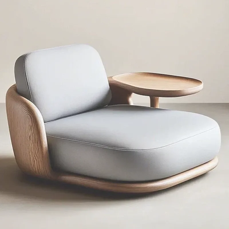 New Chinese Style Solid Wood Single Sofa Chair North American Ash Wood High End Living Room Study Elegant Loose Fit PU