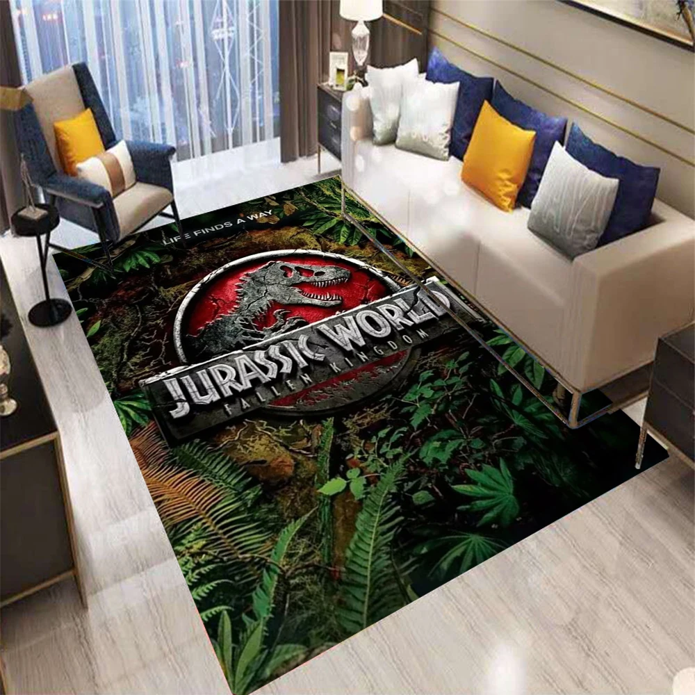 سجادة مطبوعة على شكل عالم الديناصورات من MINISO Jurassic Park لغرفة النوم وغرفة المعيشة، سجادة أرضية كرتونية ممتعة #6