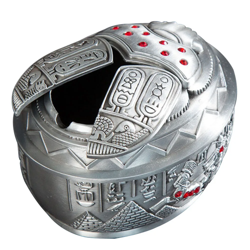 

Retro Ashtray Zinc Alloy Creative Cigarette Butt Container Egyptian Beetle Modeling Tabletop Home Bar Office Decorative