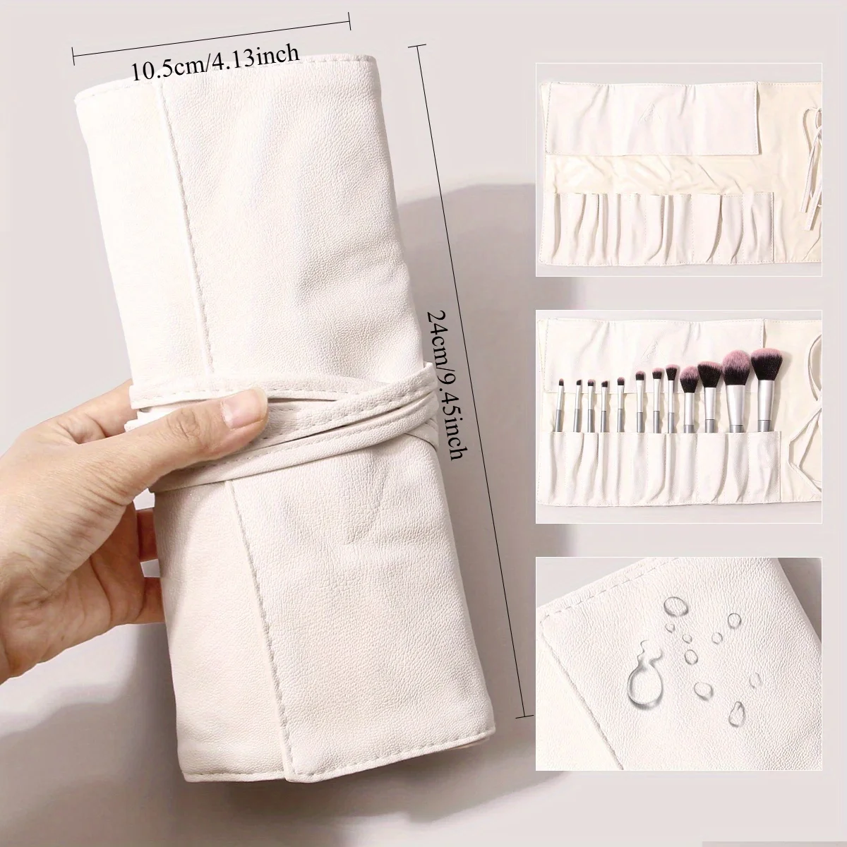 1pc Black PU Foldable Makeup Brush Case Storage Holder Cosmetics Bag Multipurpose Useful Organizer Folding Pouch