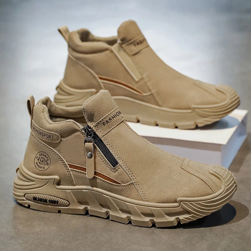 

Men's Shoes 2025 New Winter Retro Leather Brown High-Top Shoes Men's Sports Soft-Soled Work Boots
