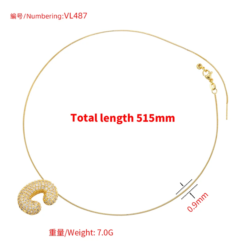 Cubic Zirconia Gold Plated Bubble Alphabet Letter Necklace Monogram Necklace Balloon Initial Necklace Gifts for Women Ladies