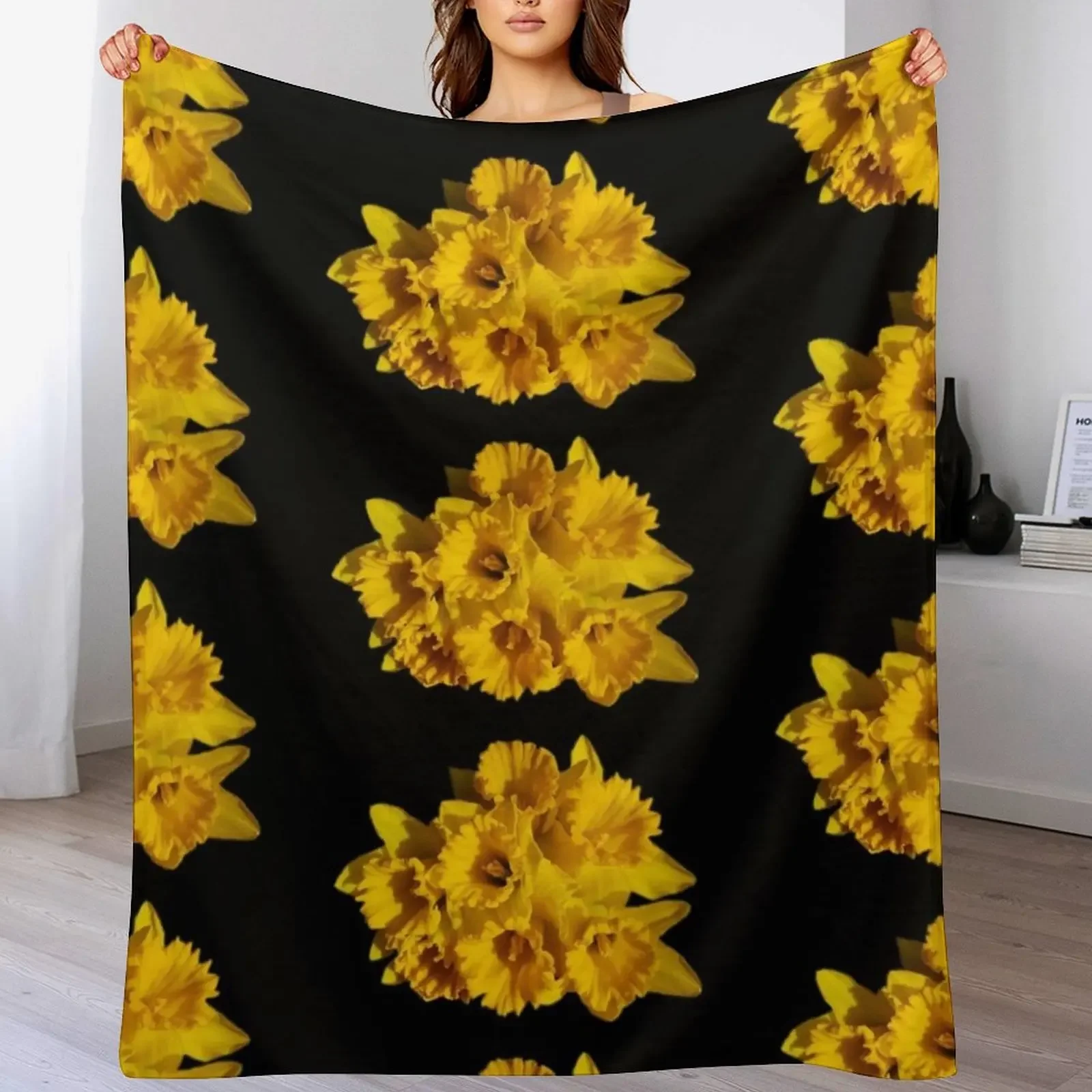 New Bunch of yellow Daffodils Throw Blanket All Weather Soft Throw Blanket for Sofa