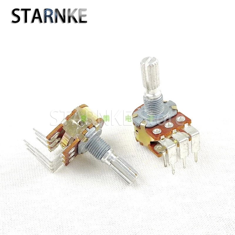 2PCS Type 16 B50K 6-pin Double Vertical bent-foot Computer Speaker Amplifier Audio High And Low Volume Potentiometer